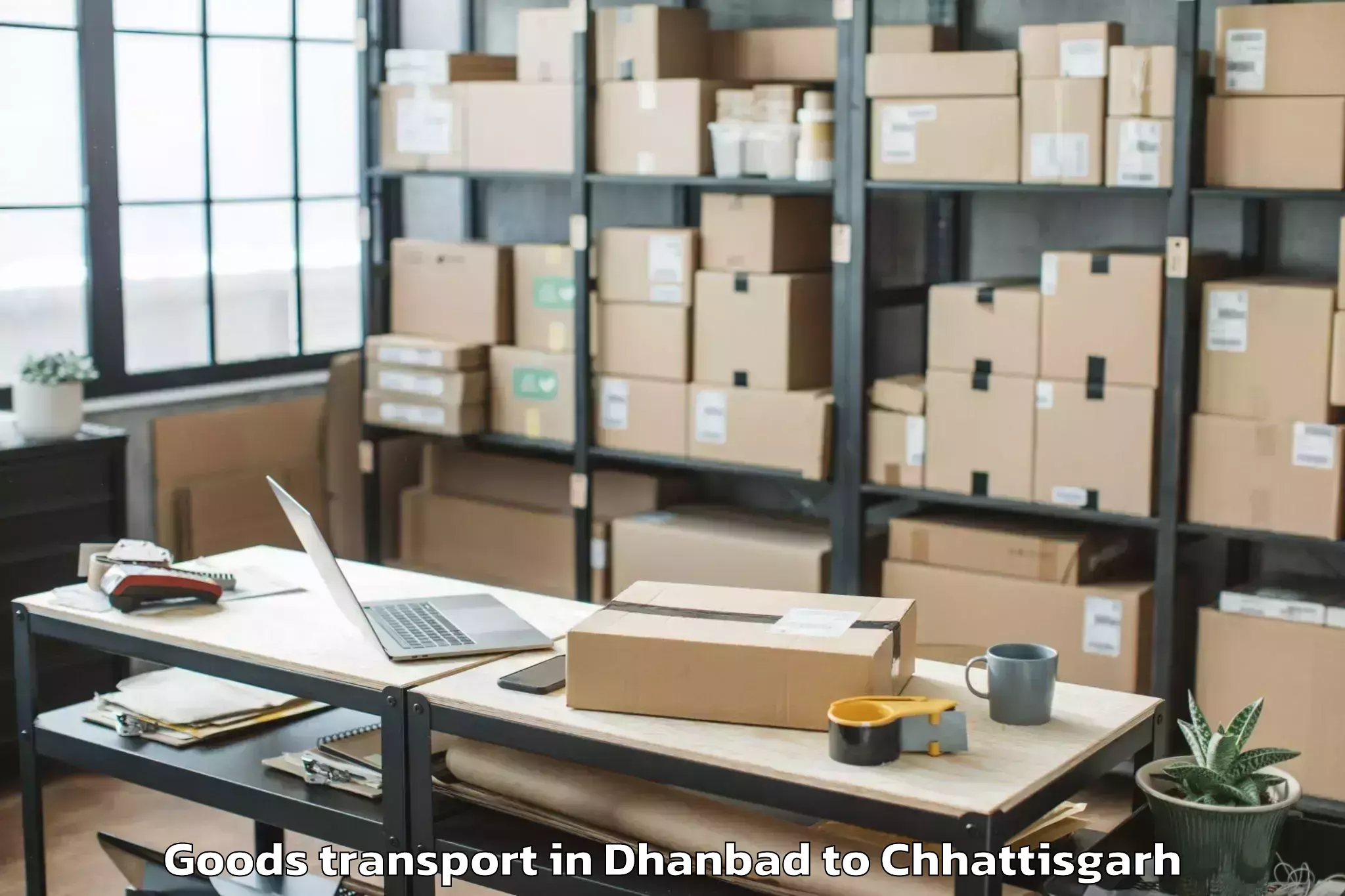 Professional Dhanbad to Pithora Goods Transport